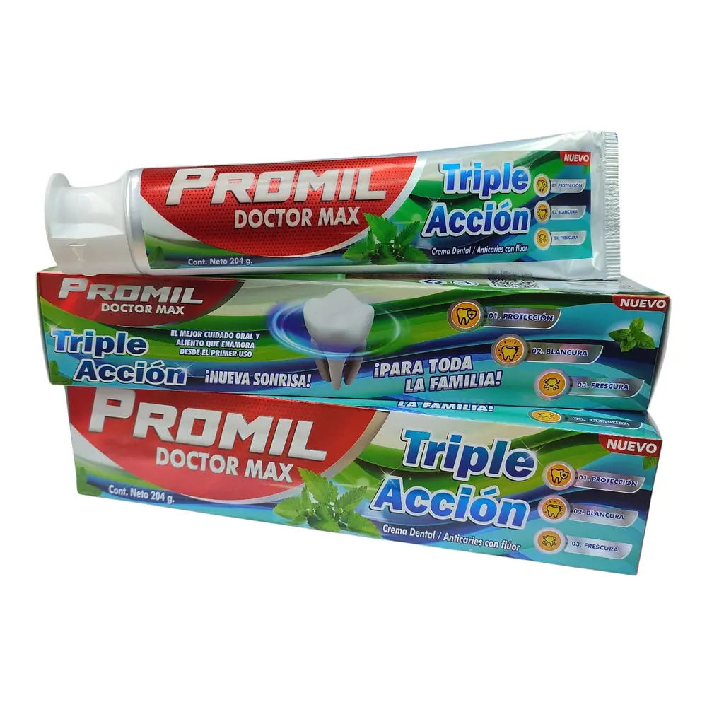 PROMIL Pasta Dental Promil Doctor Max Triple Accion 204 Ml | SKU: PROMIL-DOCTOR-MAX-204 | Caja x 4 docenas